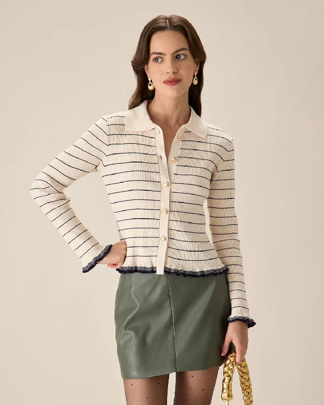 Savings Spectacular Apricot Striped Poet Sleeve Cardigan
