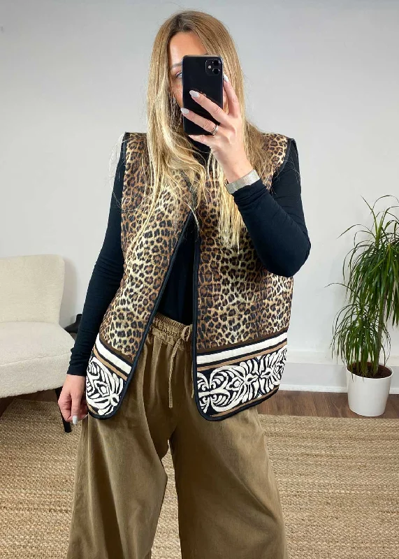 Value Deals Purdy Leopard Folk Gilet