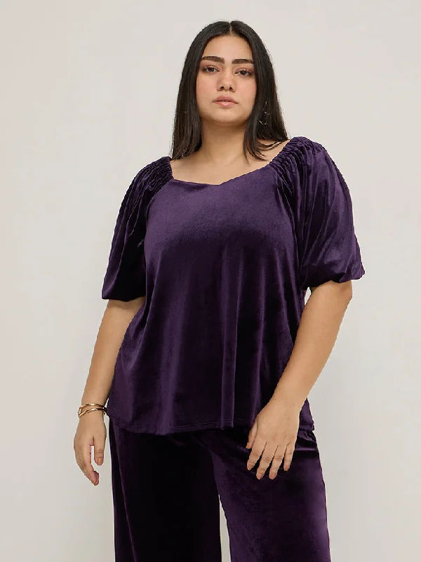 Price Drop Gia Purple Velveteen Top