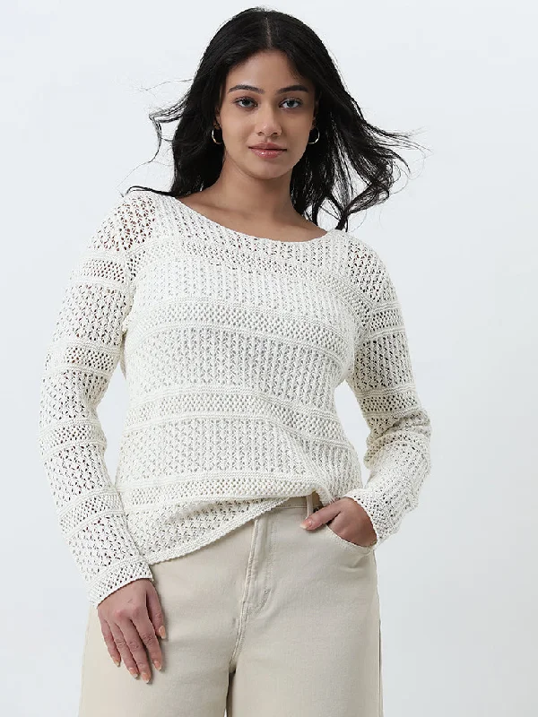 Extra Discounts Gia Off-White Crochet Cotton Top