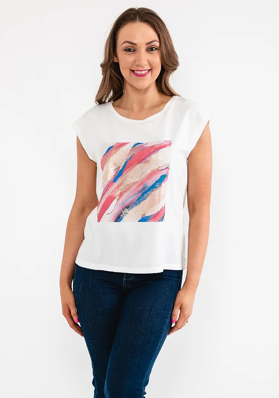 Take Advantage Seventy1 Satin Front Graphic T-Shirt, White & Multi