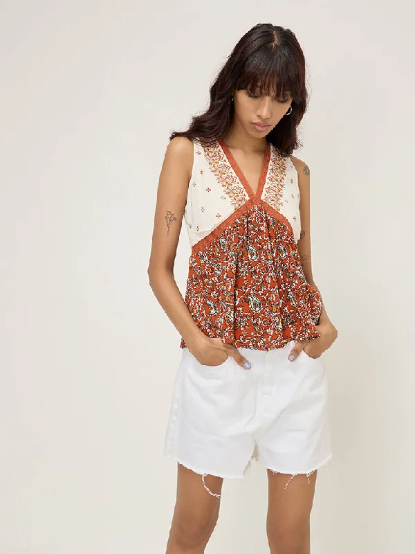 Buy Today Bombay Paisley Rust Paisley Printed Top