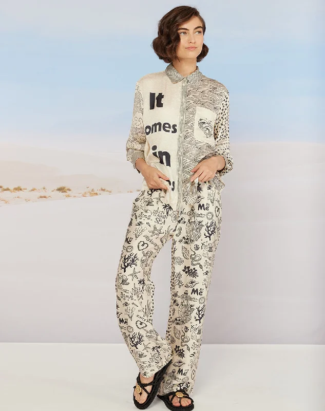 Reduced Prices Avery Straight Leg Mermaid Printed Trousers