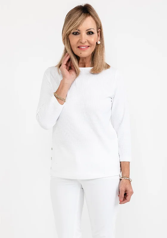 Lowest Price Rabe Textured Long Sleeve Top, White