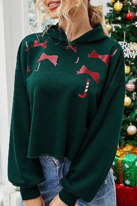 YEAR-End Sale WOMEN CHRISTMAS PRINTED SHORT HOODIE PULLOVER