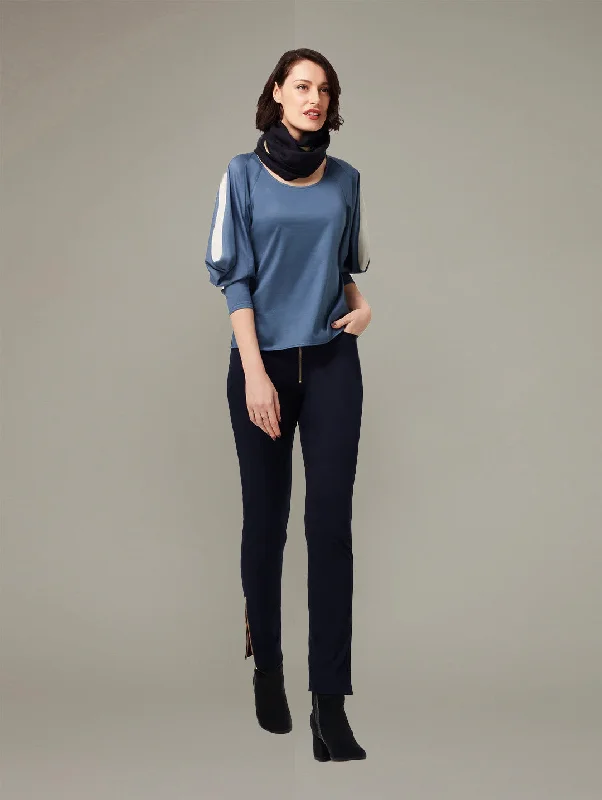 Holiday Sale B013 _ VOLPLANE _ Statement Sleeve Top _ Graphite/Oyster