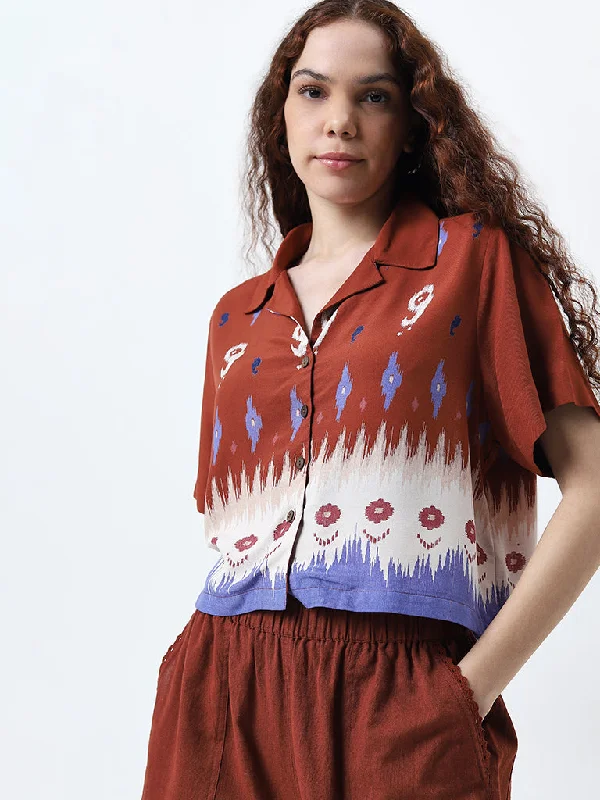 Weekend Offers That Sizzle Bombay Paisley Brown Ikat Print Shirt