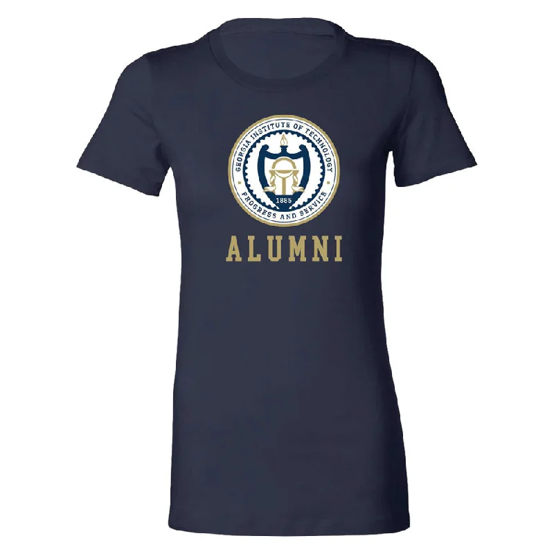 Massive Deal Ladies Georgia Tech Yellow Jackets Alumni Seal Navy Short Sleeve