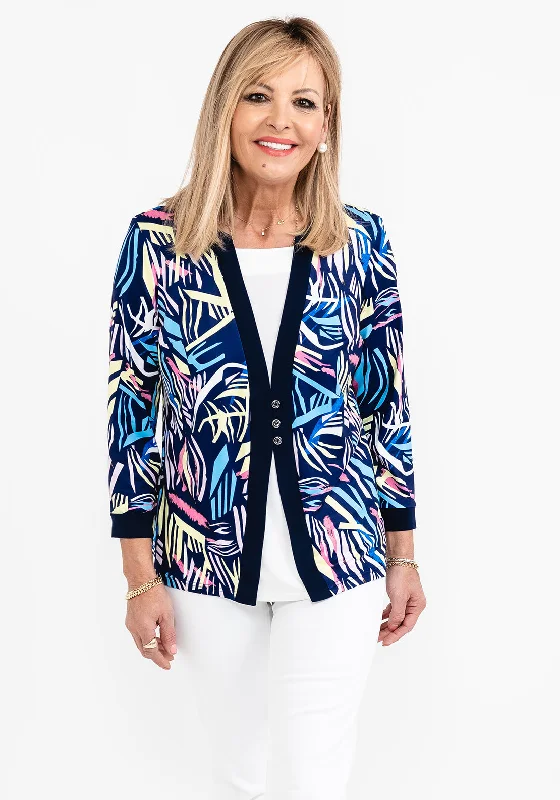 Sale Event Leon Collection Faux Two Piece Top, Navy Multi