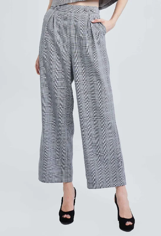 Weekend Steals Await Houndstooth Flare Two-sided Button Pants