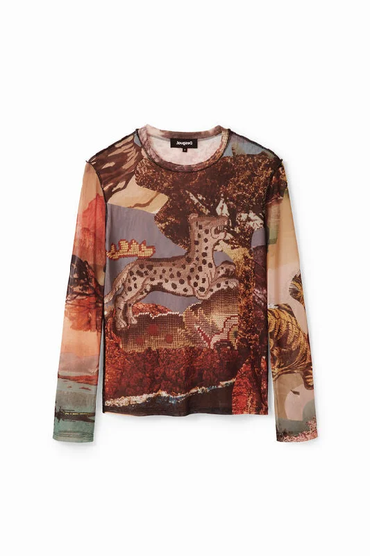 Mega Deal Desigual Slim Tulle Tapestry T-shirt