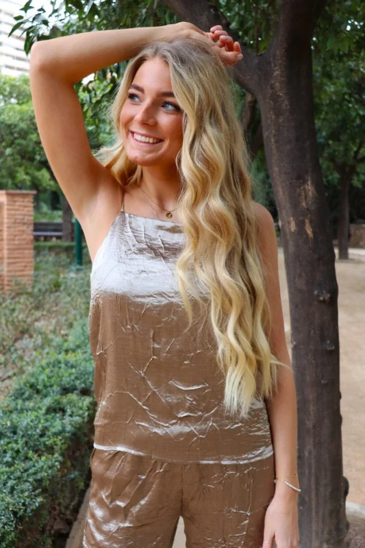 Weekend Steals Await Liberte - Opeya-Strap-Top - Brown Metallic