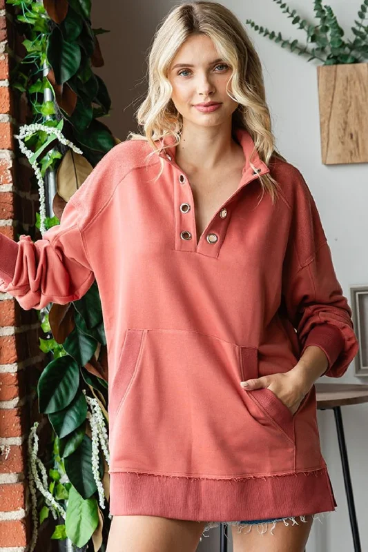 Special Promotion First Love Grommet Split Neck Kangaroo Pocket Sweatshirt