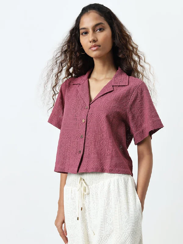 Limited Quantity Bombay Paisley Mauve Self-Patterned Knitted Shirt