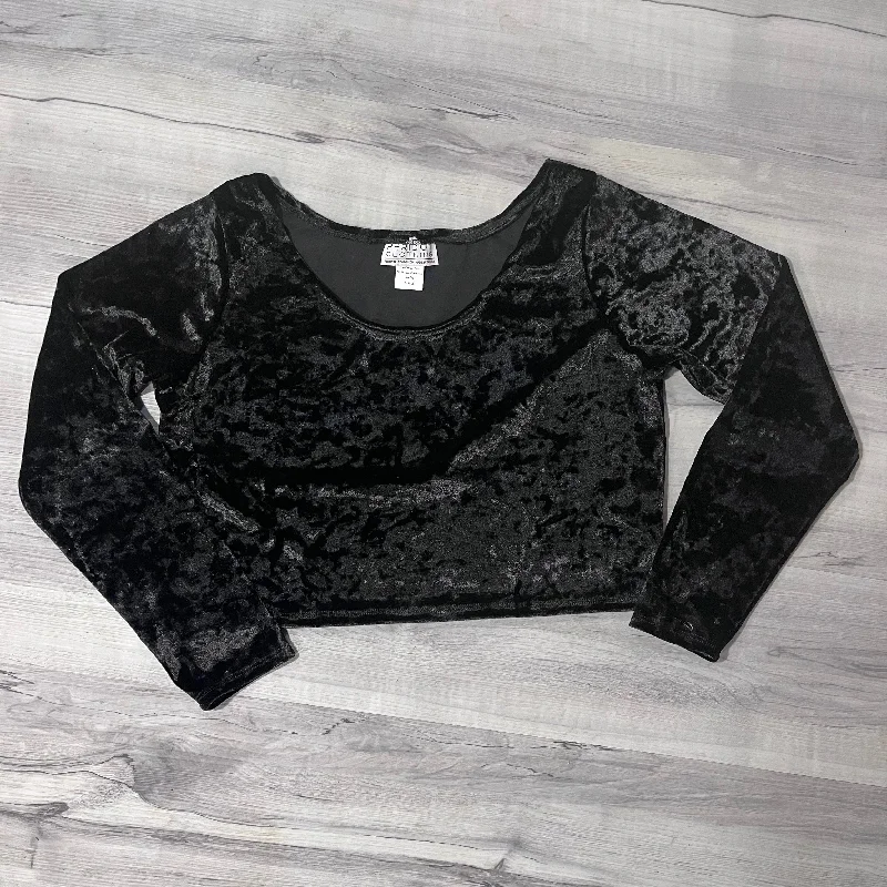 Weekend Savings Extravaganza SALE - XL - Long Sleeve Crop Top - Black Crushed Velvet Weekend Savings Extravaganza SALE - XL - Long Sleeve Crop Top - Black Crushed Velvet