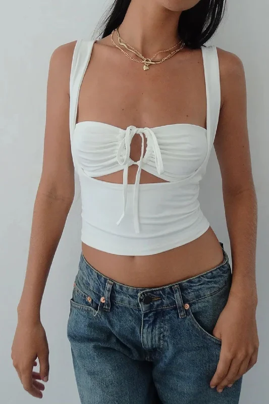 Price Rollback Square Neck Tie-up Ruched Vest