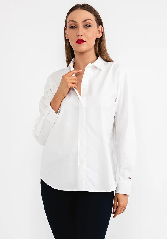Weekend Offers That Impress Tommy Hilfiger Womens Oxford Relaxed Shirt, Ecru