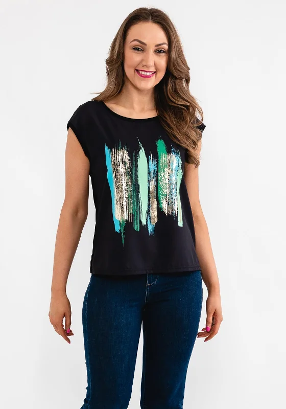 Reduced Prices Seventy1 Satin Front Graphic T-Shirt, Black
