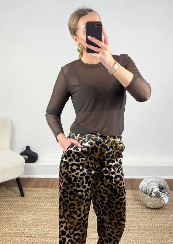 Year-End Sale Loki Long Sleeve Mesh Top in Chocolate