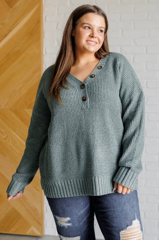 Limited Availability Lakeside View Drop Shoulder Sweater in Sage