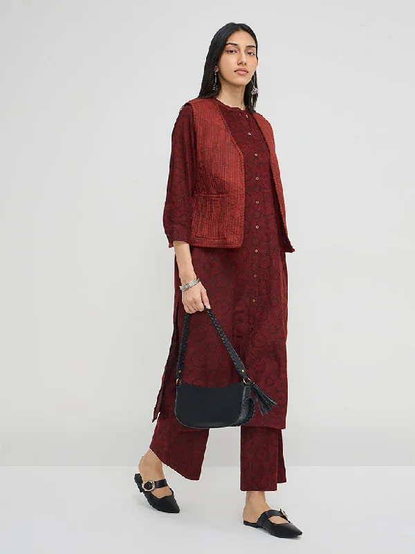 Hot Buy Utsa Rust Printed Quilted Cotton Jacket