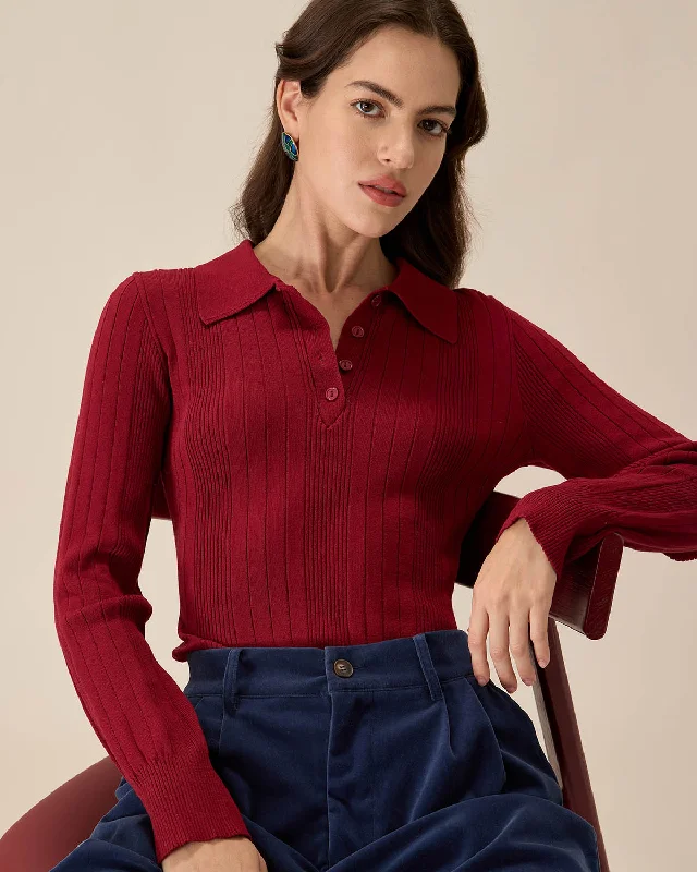 Exclusive Preview Red Slim Button Sweater