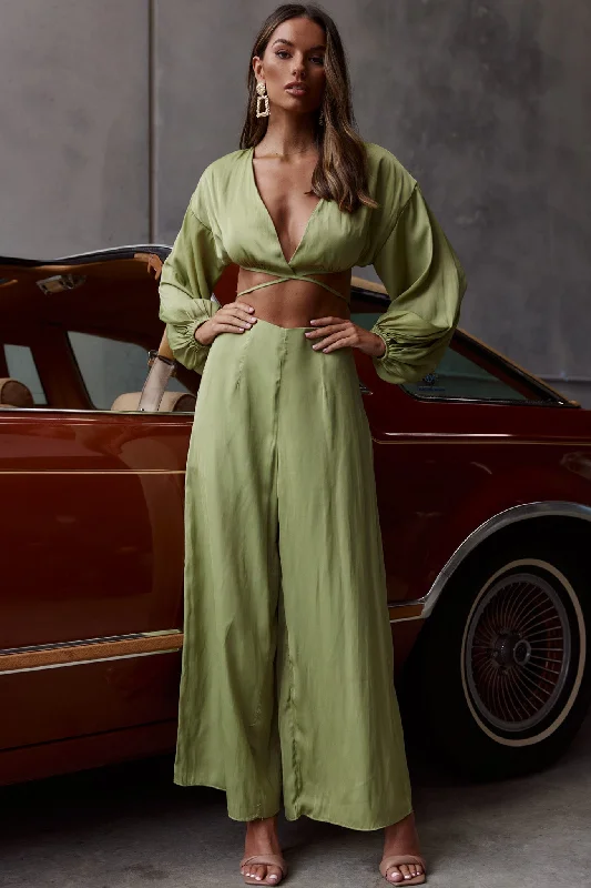 Weekend Savings Delight Lilian Wide Legs Pants Olive