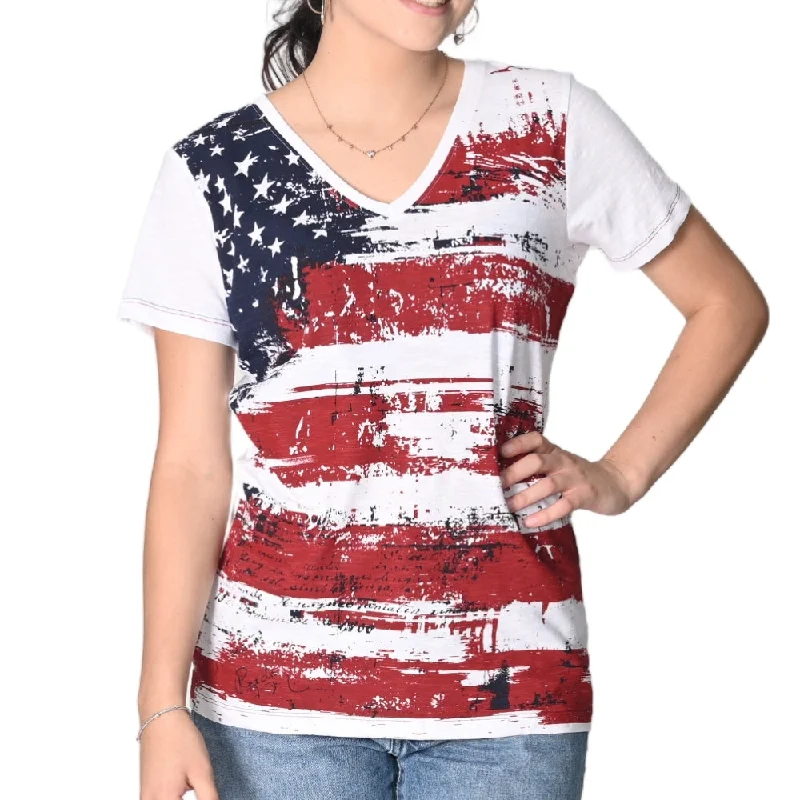 Limited Availability Women's Print Stars Stripes V-Neck T-Shirt
