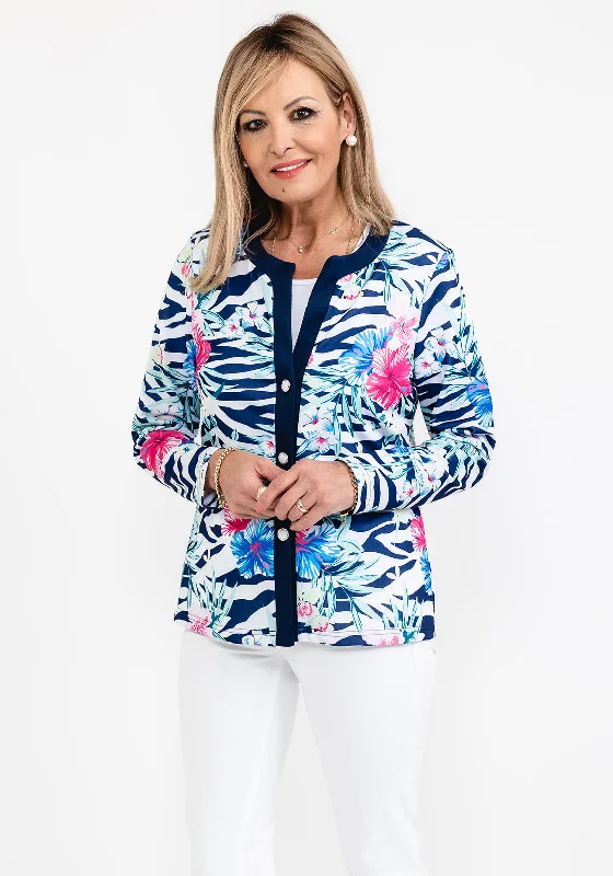 Early Access Avalon Tropical Print Jacket & Top Twinset, Navy Multi