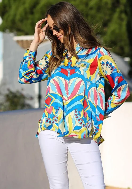 Epic Deals Rant & Rave Dot Retro Print Shirt, Blue Multi