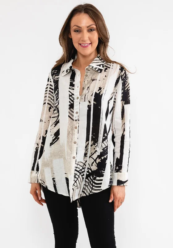 Value Deals Ever Sassy Linen Oversized Print Shirt, Sandstorm