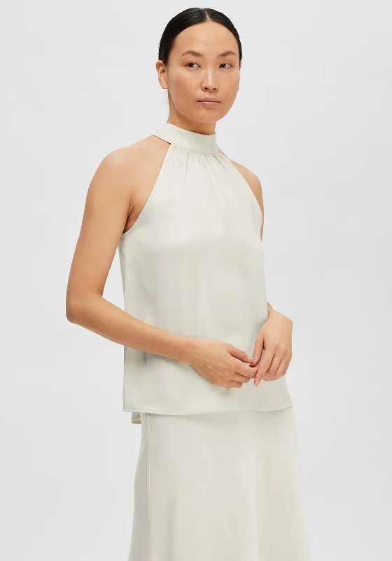 Unbeatable Deal Selected Femme Rachelle Halter Neck Top, Birch