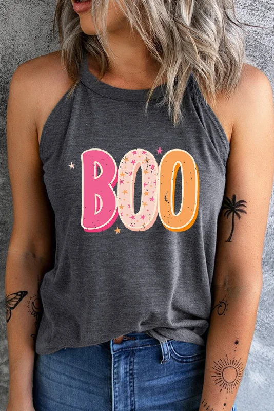 Savings Spectacular Round Neck Sleeveless BOO Graphic Tank Top