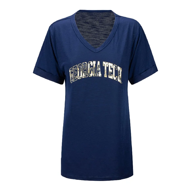 Your Weekend, Your Savings Ladies Georgia Tech Yellow Jackets Juke Navy T-Shirt