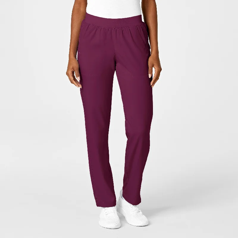 Weekend Savings Galore PRO Women's Knit Waist Cargo Scrub Pant - Wine