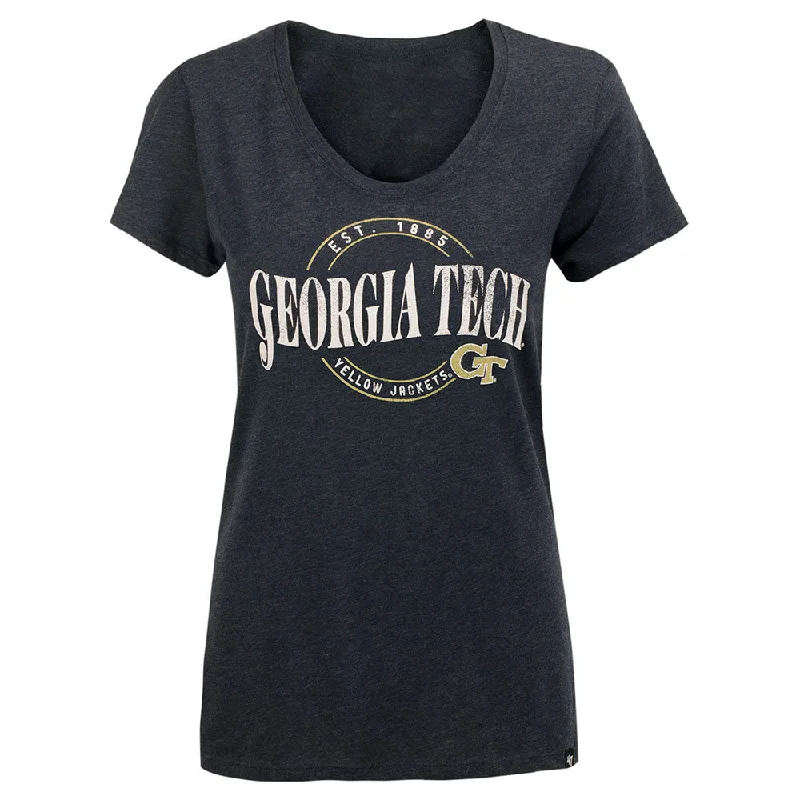 Weekend Specials to Love Ladies Georgia Tech Yellow Jackets Wave Club Scoop T-Shirt