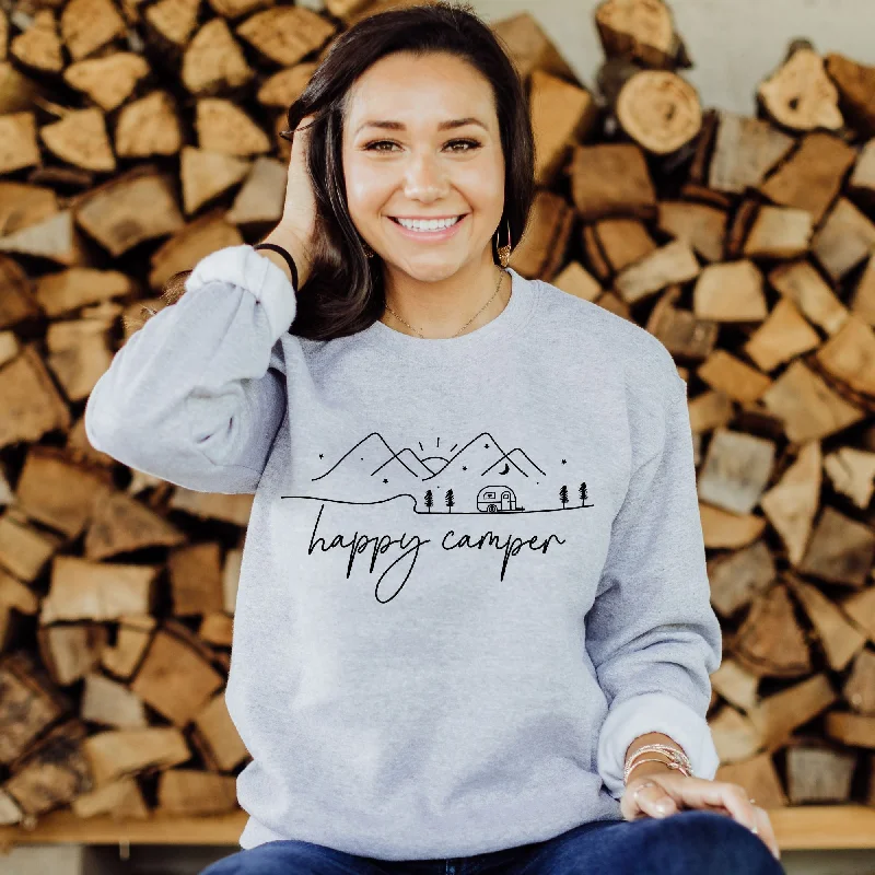 Weekend Bargains to Relish Happy Camper Gildan Crewneck or Hoodie Sweatshirt *UNISEX FIT*