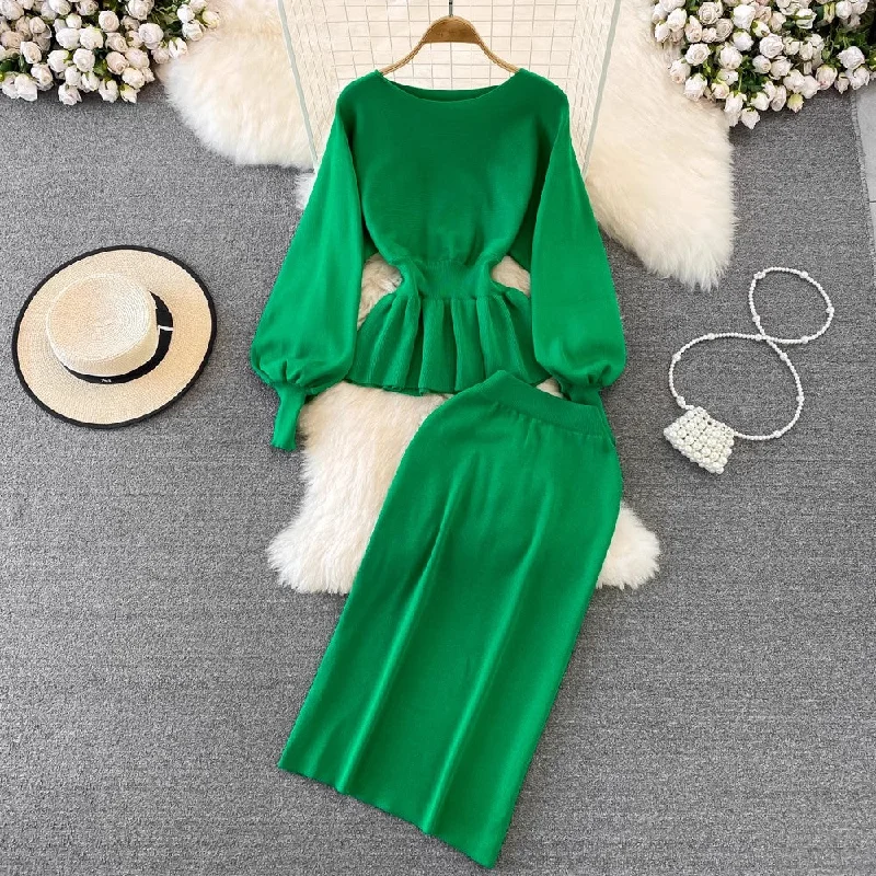 Weekend Savings Extravaganza Fashion suit for women round neck knitted top two-piece set S4123 Weekend Savings Extravaganza Fashion suit for women round neck knitted top two-piece set S4123
