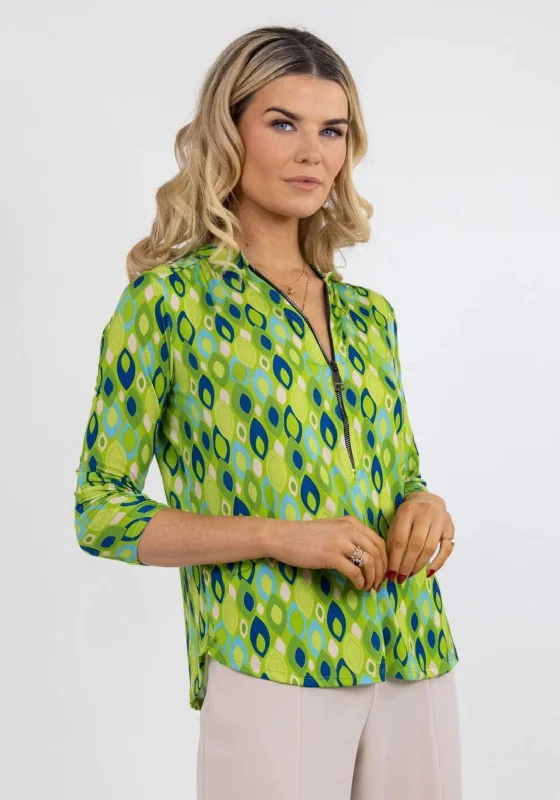 Price Cut Kate & Pippa Printed Zip Top, Green