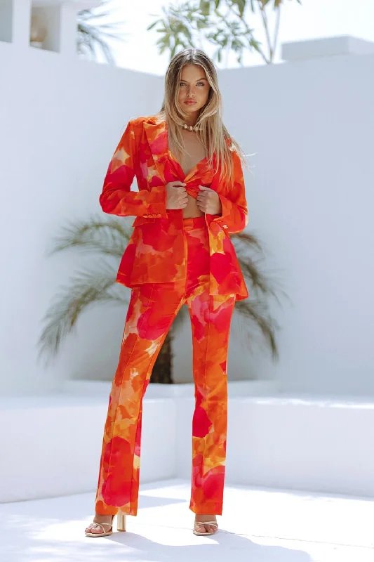 Savings Event ORALIE PANT - ORANGE FLORAL