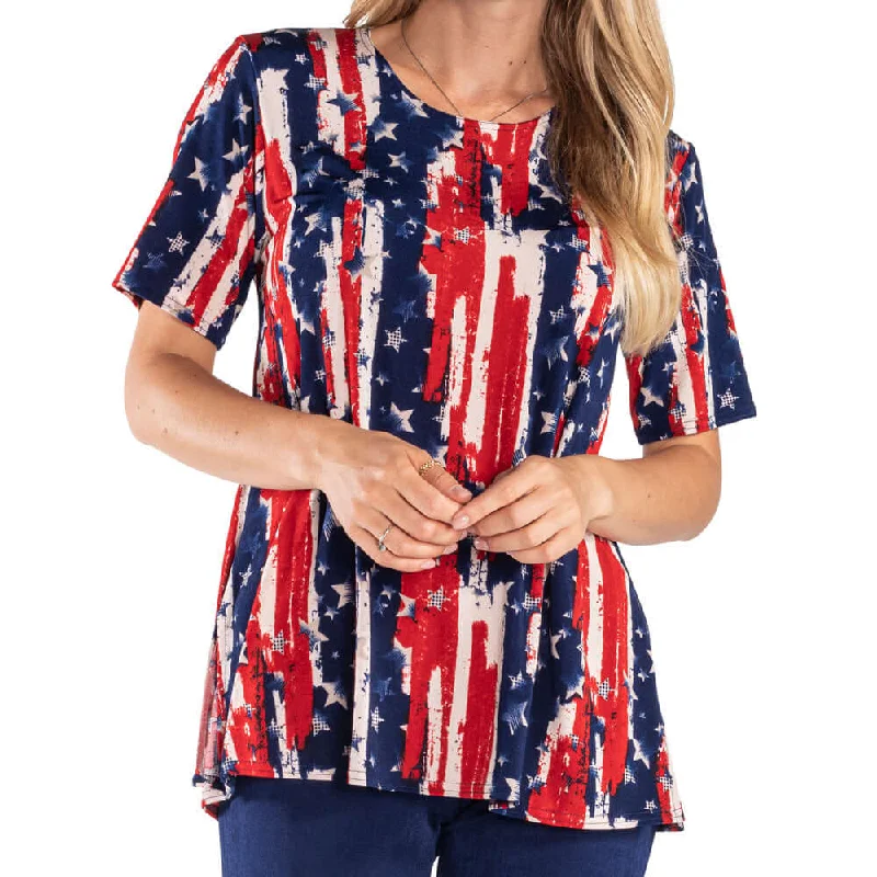 Crazy Deals Women's Made in USA Stars and Stripes Short Sleeve Tunic
