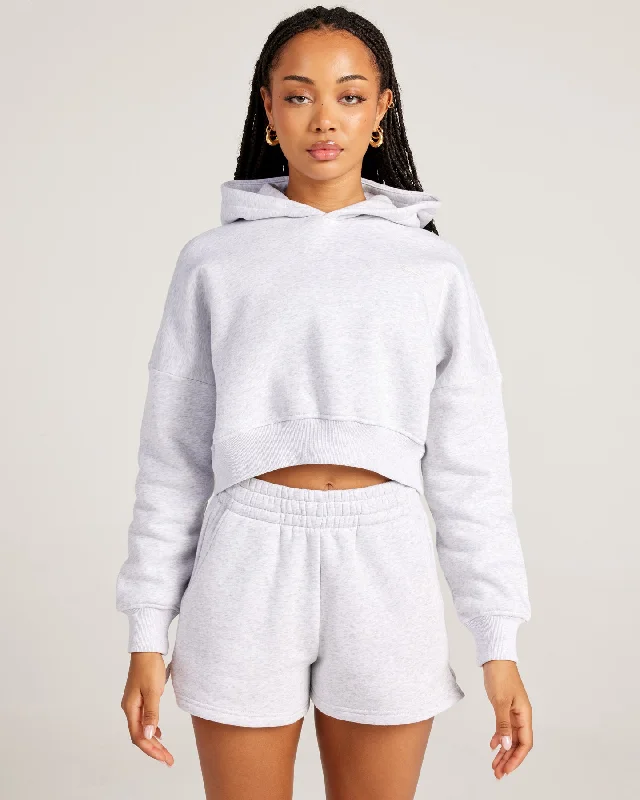 Big Deal Omni Cropped Hoodie - Grey Marle