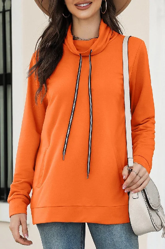 Value Deals WOMEN DRAWSTRING HIGH NECK PULLOVER HOODIE