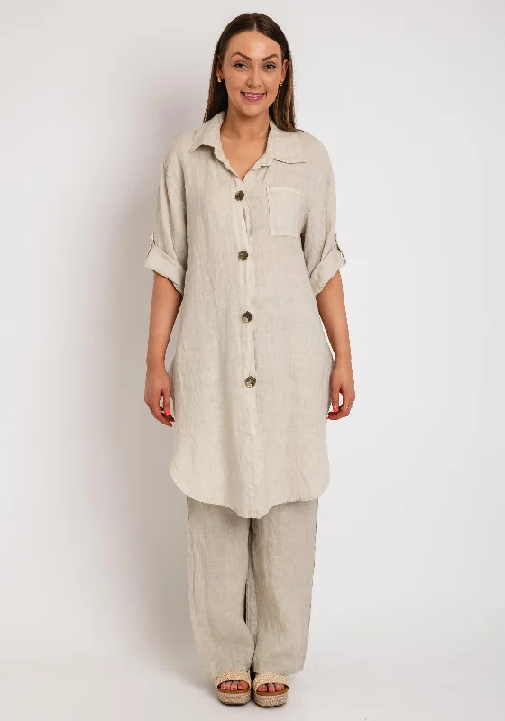 Fantastic Deals The Serafina Collection One Size Long Button Shirt, Taupe