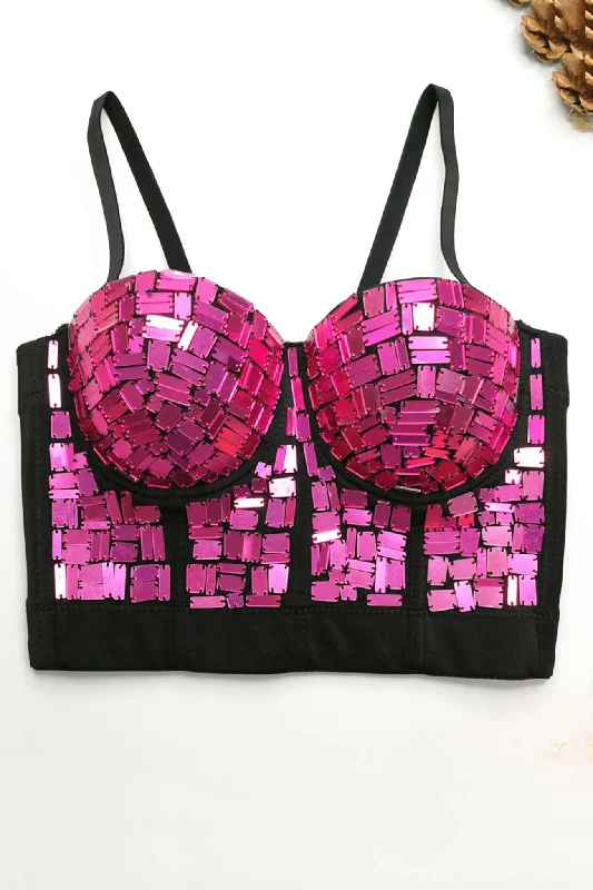 Weekend Offers That Shine Glass Sequin Corset Cami Top