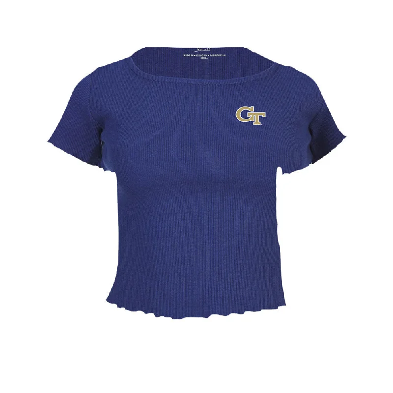 Weekend Shopping Bliss Ladies Georgia Tech Yellow Jackets Baby Rib Navy Short Sleeve Weekend Shopping Bliss Ladies Georgia Tech Yellow Jackets Baby Rib Navy Short Sleeve