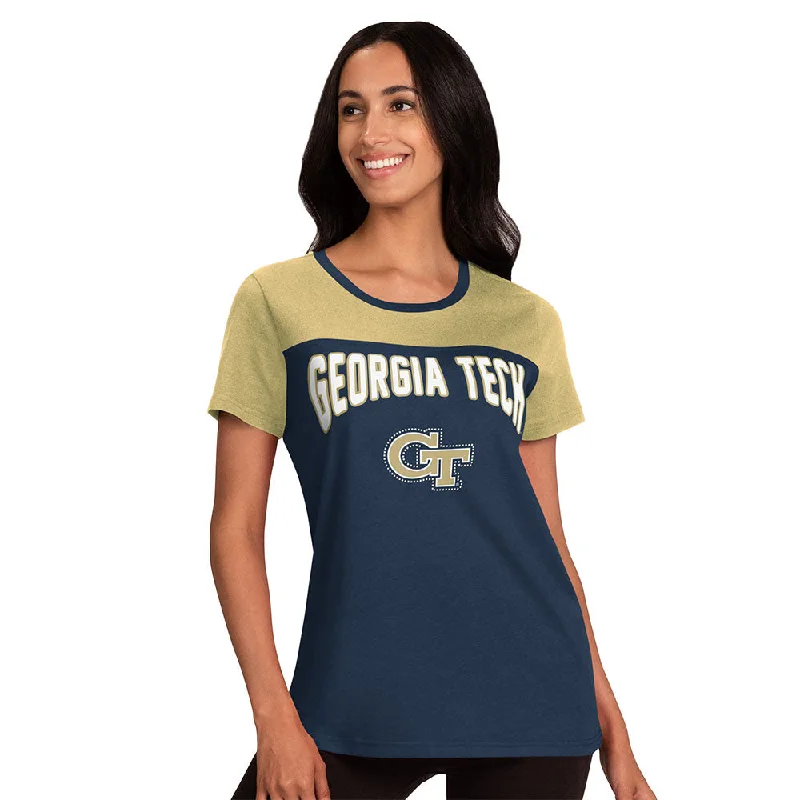 Flash Deal Ladies Georgia Tech Yellow Jackets Box Score Navy T-Shirt
