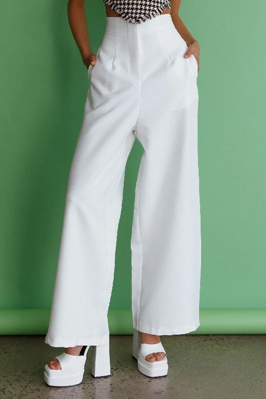 Weekend Savings Bonanza Starke High Waist Wide Leg Pants White