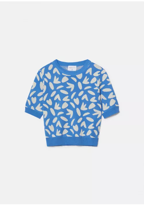 Time-Sensitive Compania Fantastica Floral Print Fine-Knit Short Sleeve Jumper