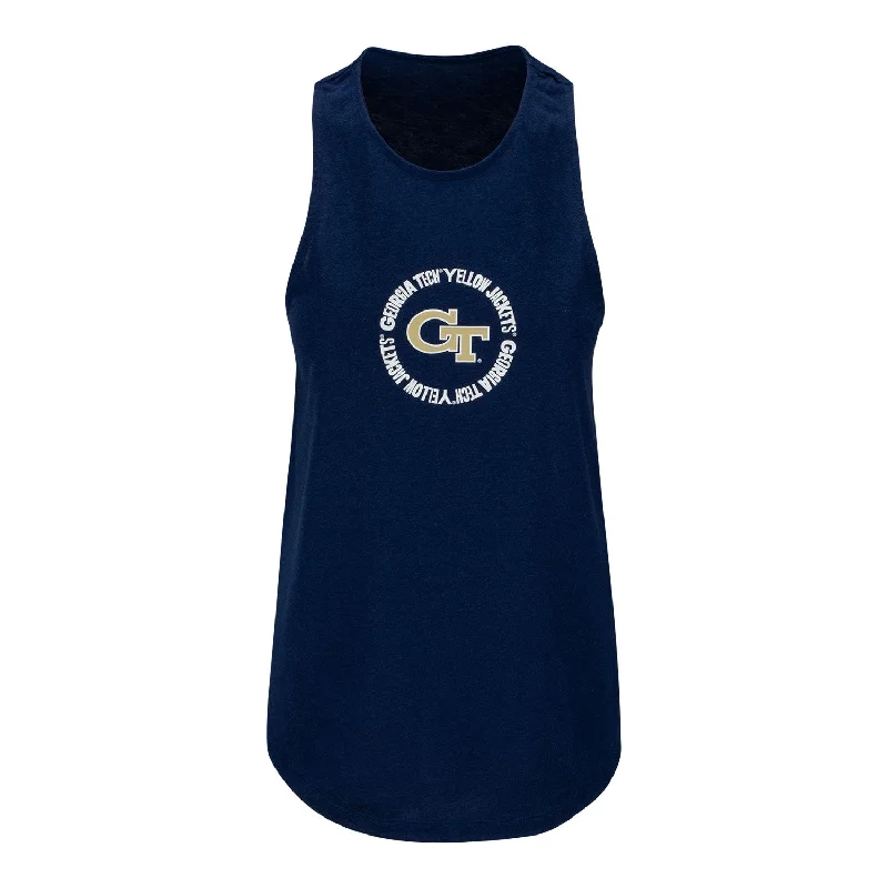 Shop the Weekend Away Ladies Georgia Tech Yellow Jackets Adidas Wordmark Navy Tank